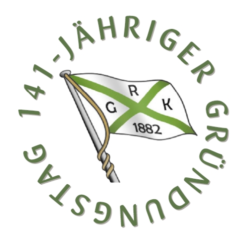 Schriftzug 141-jähriger Gründungstag um das Logo der Rudergesellschaft Germania Kiel von 1882