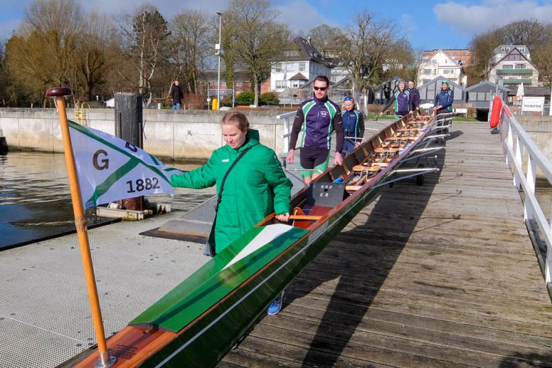 Gemeinsames Anrudern der Kieler Rudervereine und Taufe des Achters am 26. März 2023