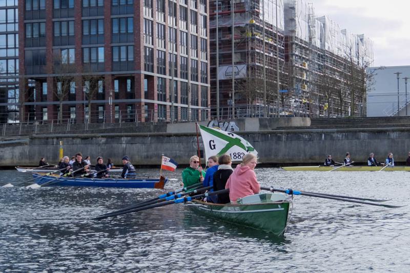Gemeinsames Anrudern der Kieler Rudervereine und Taufe des Achters am 26. März 2023