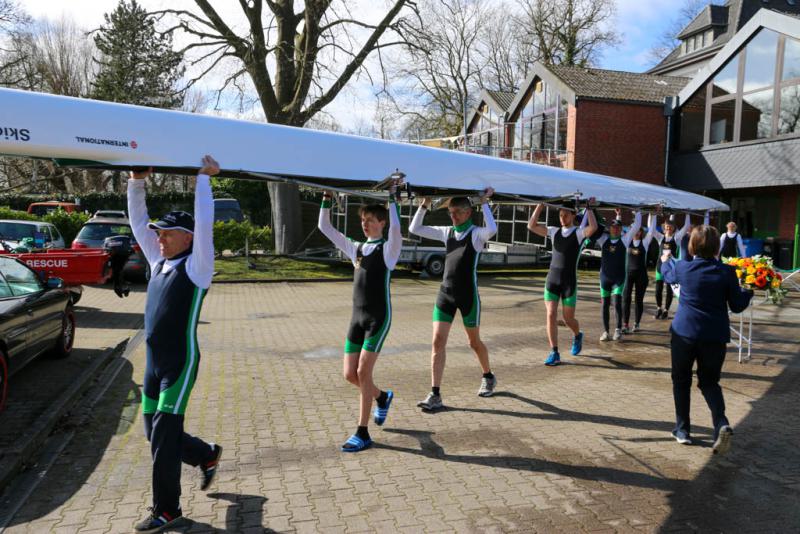 Gemeinsames Anrudern der Kieler Rudervereine und Taufe des Achters am 26. März 2023
