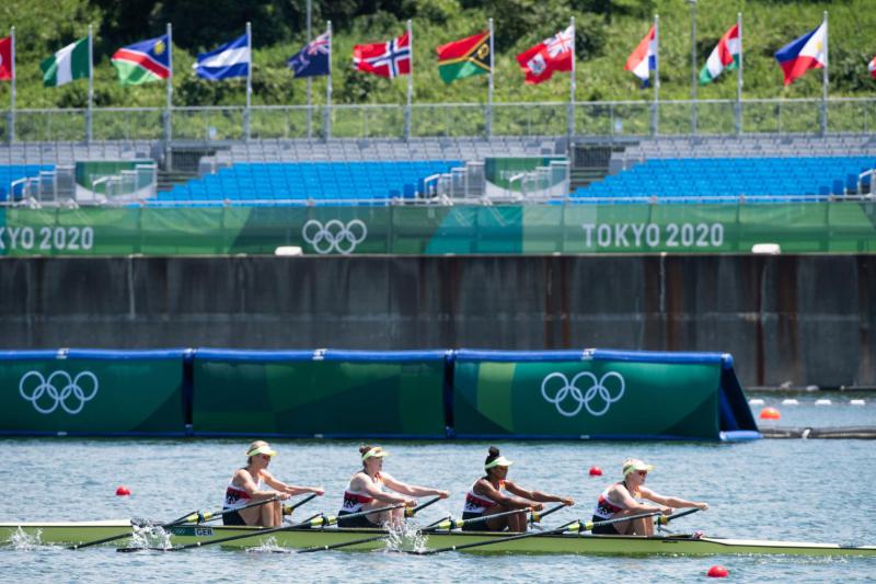 Vorlauf des Frauendoppelvierers bei den Olympischen Spiele Tokyo 2020 vom 23. Jul. bis 8. Aug. 2021
