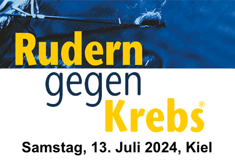 Logo Rudern gegen Krebs mit Datumsangabe Samstag 13. Juli 2024 Kiel