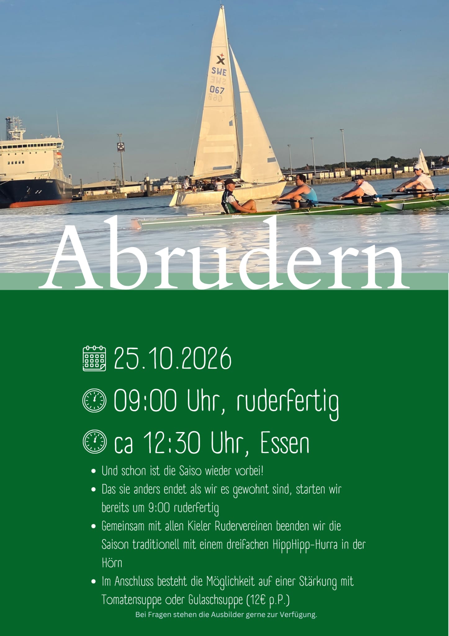 Aushang fürs Abrudern der Kieler Rudervereine am 25.10.2026